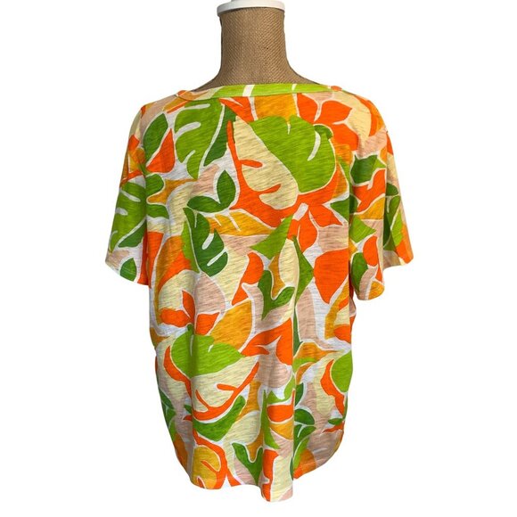 Everywear Printed Slub-Knit T-Shirt, Watermelon Palm Print, 100% Cotton, Size PL - Picture 3 of 7